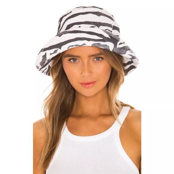 Lack of Color Terry Wave Bucket Hat Zebra Size Small/Medium S/M Black White - Picture 1 of 6